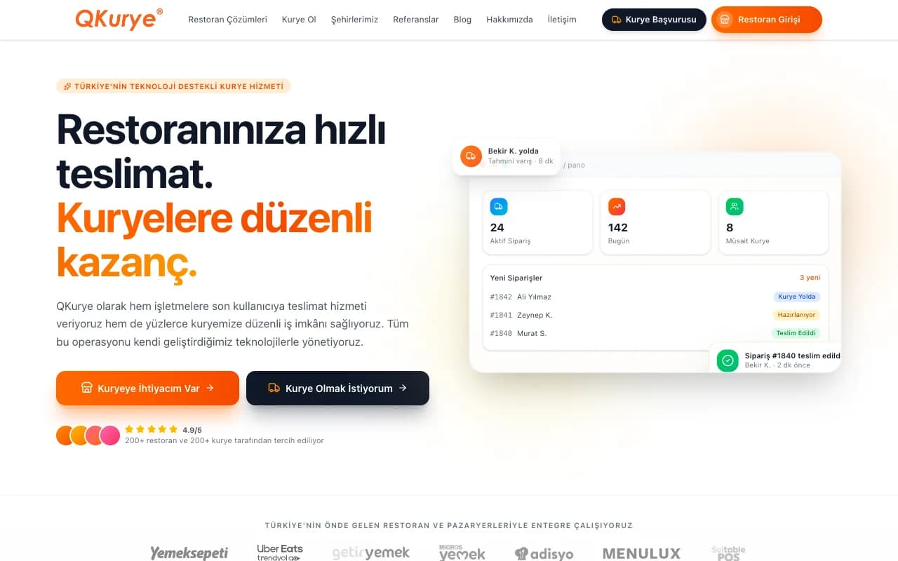 QKurye – Kurye Yönetim Yazılımı ekran görüntüsü